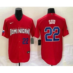 Men's Dominican Republic Baseball #22 Juan Soto Number 2023 Red World Classic Stitched Jerseys