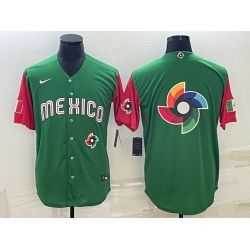 Men Mexico Baseball 2023 Green World Baseball Big Logo With Patch Classic Stitched Jersey
