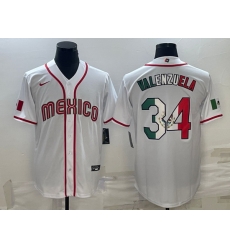 Men Mexico Baseball 34 Fernando Valenzuela 2023 White World Baseball Classic Stitched Jersey