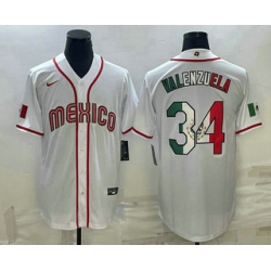 Men Mexico Baseball #34 Fernando Valenzuela 2023 White World Classic Stitched Jersey 4