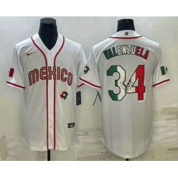 Men Mexico Baseball #34 Fernando Valenzuela 2023 White World Classic Stitched Jerseys
