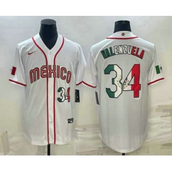 Men Mexico Baseball #34 Fernando Valenzuela Number 2023 White World Classic Stitched Jersey