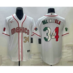 Men Mexico Baseball #34 Fernando Valenzuela Number 2023 White World Classic Stitched Jerseys