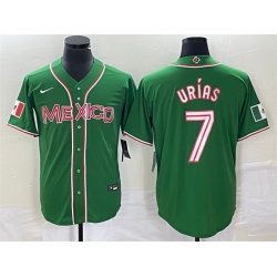 Men Mexico Baseball 7 Julio Urias 2023 Green World Baseball With Patch Classic Stitched Jersey  3