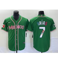 Men Mexico Baseball 7 Julio Urias 2023 Green World Baseball With Patch Classic Stitched Jersey