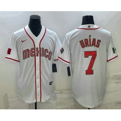 Men Mexico Baseball #7 Julio Urias 2023 White World Baseball Classic Stitched Jersey 5