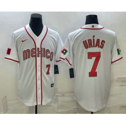 Men Mexico Baseball #7 Julio Urias Number 2023 White World Baseball Classic Stitched Jersey2