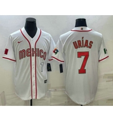 Men Mexico Baseball #7 Julio Urias Number 2023 White World Baseball Classic Stitched Jerseys 3