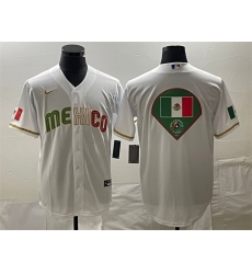 Men Mexico Baseball White 2023 World Baseball Classic Team Big Logo Stitched Jersey 1