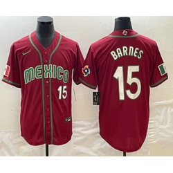 Men's Mexico Baseball #15 Austin Barnes Number 2023 Red White World Classic Stitched Jersey