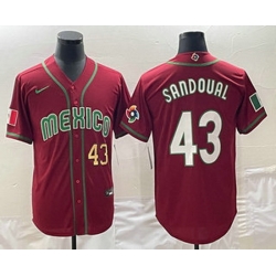 Men's Mexico Baseball #43 Patrick Sandoval Number 2023 Red World Classic Stitched Jerseys