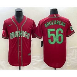 Men's Mexico Baseball #56 Randy Arozarena 2023 Red World Classic Stitched Jersey