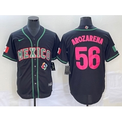 Men's Mexico Baseball #56 Randy Arozarena Number 2023 Black Pink World Classic Stitched Jersey1