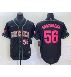 Men's Mexico Baseball #56 Randy Arozarena Number 2023 Black Pink World Classic Stitched Jersey3