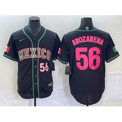 Men's Mexico Baseball #56 Randy Arozarena Number 2023 Black Pink World Classic Stitched Jersey3