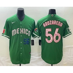 Men's Mexico Baseball #56 Randy Arozarena Number 2023 Green World Classic Stitched Jersey