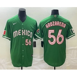 Men's Mexico Baseball #56 Randy Arozarena Number 2023 Green World Classic Stitched Jersey2