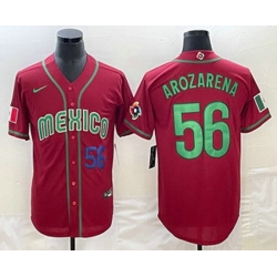 Mens Mexico Baseball #56 Randy Arozarena Number 2023 Red World Classic Stitched Jersey