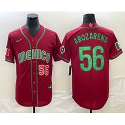 Men's Mexico Baseball #56 Randy Arozarena Number 2023 Red World Classic Stitched Jersey1
