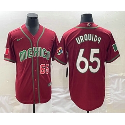 Men's Mexico Baseball #65 Giovanny Gallegos Number 2023 Red World Classic Stitched Jersey1