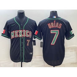 Men's Mexico Baseball #7 Julio Urias 2023 Black World Baseball Classic Stitched Jerseys 5