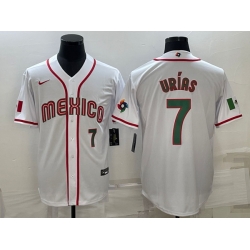 Men's Mexico Baseball #7 Julio Urias 2023 White World Baseball Classic Stitched Jerseys 2
