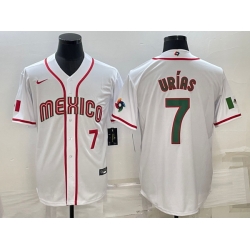 Men's Mexico Baseball #7 Julio Urias 2023 White World Baseball Classic Stitched Jerseys