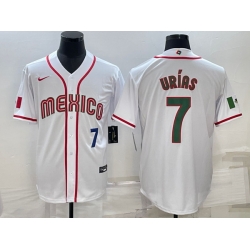 Men's Mexico Baseball #7 Julio Urias 2023 White World Baseball Classic Stitched Jerseys I