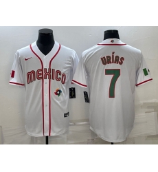 Men's Mexico Baseball #7 Julio Urias 2023 White World Baseball Classic Stitched Jerseys IX