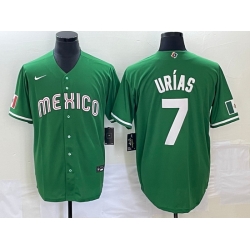 Men's Mexico Baseball #7 Julio Urias Green 2023 World Baseball Classic Stitched Jersey1