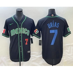 Men's Mexico Baseball #7 Julio Urias Number 2023 Black Blue World Classic Stitched Jersey1