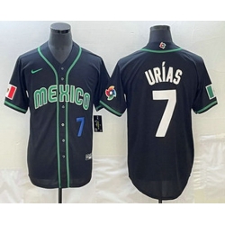 Men's Mexico Baseball #7 Julio Urias Number 2023 Black White World Classic Stitched Jersey1