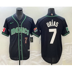 Men's Mexico Baseball #7 Julio Urias Number 2023 Black White World Classic Stitched Jersey2