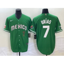 Men's Mexico Baseball #7 Julio Urias Number Green 2023 World Baseball Classic Stitched Jersey 2