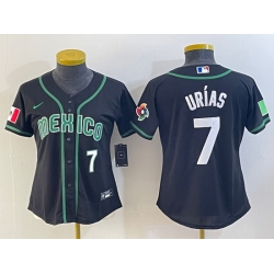 Women's Mexico Baseball #7 Julio Urias Number 2023 Black World Classic Stitched Jersey1