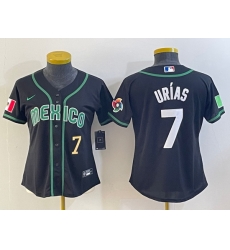 Women's Mexico Baseball #7 Julio Urias Number 2023 Black World Classic Stitched Jersey4