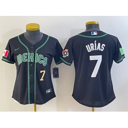 Women's Mexico Baseball #7 Julio Urias Number 2023 Black World Classic Stitched Jersey4