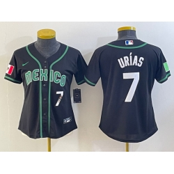 Women's Mexico Baseball #7 Julio Urias Number 2023 Black World Classic Stitched Jersey5