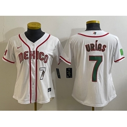 Women's Mexico Baseball #7 Julio Urias Number 2023 White World Classic Stitched Jersey4