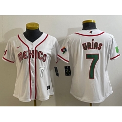 Women's Mexico Baseball #7 Julio Urias Number 2023 White World Classic Stitched Jersey6