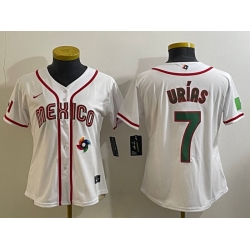 Women's Mexico Baseball #7 Julio Urias Number 2023 White World Classic Stitched Jersey9