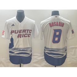 Men Puerto Rico Baseball 8 Eddie Rosario 2023 White World Baseball Classic Stitched Jersey