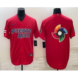 Men's Puerto Rico Baseball 2023 Red World Baseball Big Logo With Patch Classic Stitched Jerseys
