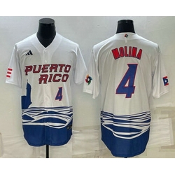 Men's Puerto Rico Baseball #4 Carlos Correa Number 2023 White World Baseball Classic Stitched Jersey