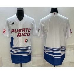 Men's Puerto Rico Baseball Blank White 2023 World Baseball Classic Stitched Jersey