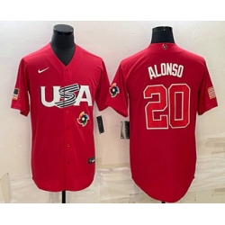 Men USA Baseball #20 Pete Alonso 2023 Red World Classic Stitched Jerseys