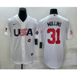 Men USA Baseball 31 Cedric Mullins 2023 White World Classic Stitched Jerseys