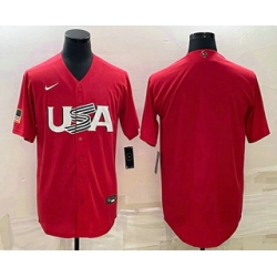 Men USA Baseball Blank 2023 Red World Classic Stitched Jerseys