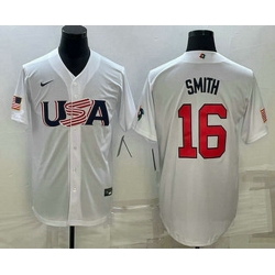 Men's USA Baseball #16 Will Smith 2023 White World Baseball Classic Stitched Jersey