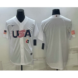Men's USA Baseball 2023 White World Baseball Blank Classic Replica Stitched Jersey